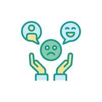 Helping hands soothe a sad mood with dialogue vector