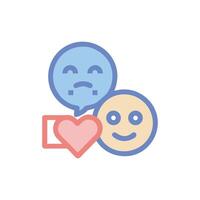 Emotional connection represented by happy and sad emoji icon vector