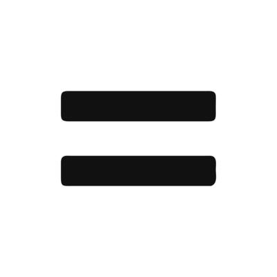 Two horizontal rectangles equal sign on White Background stock