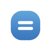 Equality icon with white lines on blue rounded square vector