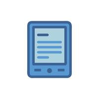 Blue digital tablet with blue lines on a White Background vector