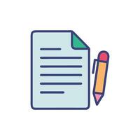 Icon of document and pen on White Background vector