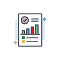 Bar chart with checkmark icon in modern graphic style vector