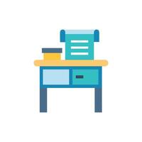 Minimalist desk with paperwork and box illustration vector