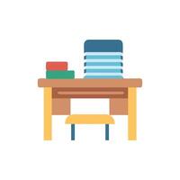 Stylized illustration of desk with books, stool on White vector