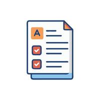 Completed checklist illustration with letter grade and check marks vector