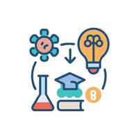 Iconographic display of education, science and finding solutions vector