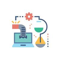 Automated scientific process visualization with laptop and lab glassware vector