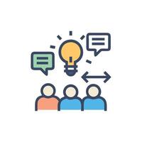 Teamwork and Idea Generation Icon with Business Communication Elements vector