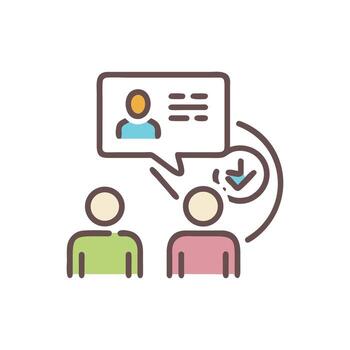 Teamwork and feedback illustration with conversation and task completion vector