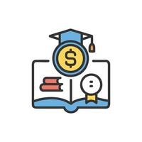 Money and Education Concept with Graduation Cap and Book vector