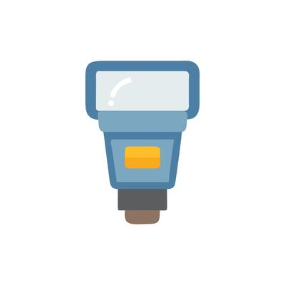 Cartoon image of blue camera flash unit on White