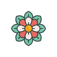 Isolated flat design flower illustration with simple colors vector