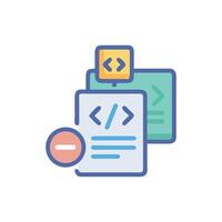 Coding documents deleting process or disabling function icon concept vector