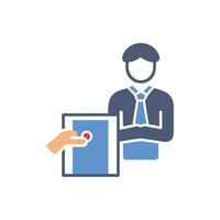 Business transaction concept with digital signature on tablet device vector