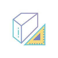 Geometric shapes box and triangle illustration over White Background vector