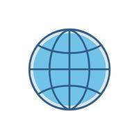 Simple flat design of a blue globe icon image vector