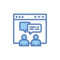 Online communication and collaboration represented by blue graphic elements vector