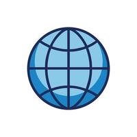Blue stylized globe icon representing global network connectivity vector