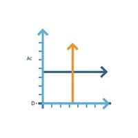 Two dimensional graph showing intersection of axis arrows vector