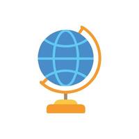Flat design illustration of an isolated blue globe icon vector