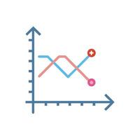 Graphical data comparison with two lines on coordinate system vector