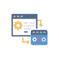 Data synchronization between applications illustrated with flat design style vector