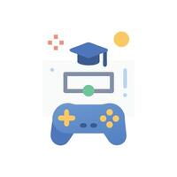 Gaming and education concept with graduation cap and controller vector