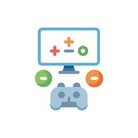 Stylized game controller and monitor display with math symbols vector