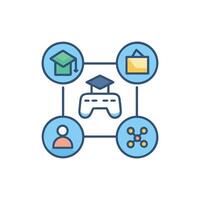Connected learning network with controller and academic icons vector