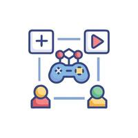 Online gaming connection illustration showing teamwork and entertainment options vector