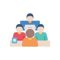 Flat design illustration of team presentation in business meeting vector