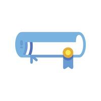 Flat design certificate with blue ribbon against White Background vector