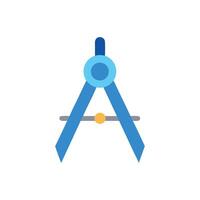 Blue geometrical compass tool on a clean White Background vector