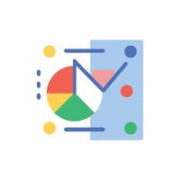 Stylized data chart with colorful graphs and lines illustration vector