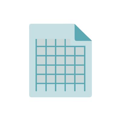 Light blue file with grid, curved page corner