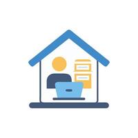 Flat style image of a person working remotely vector