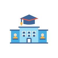 Stylized graduation building icon with figures on White Background vector