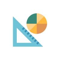 Flat design illustration of a ruler and pie chart vector