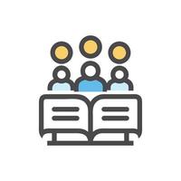 Minimalist learning group with open book flat illustration vector