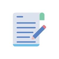 Flat Illustration of Paper with Lines and Pencil Icon vector