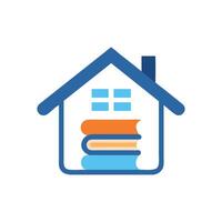 Stylized home icon with books for learning concept vector