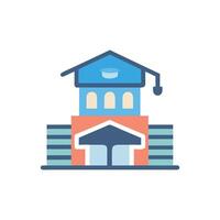 Flat illustration of a university building with graduation cap vector