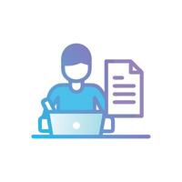 Remote work concept person with laptop and document icon vector