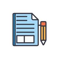 Document with pencil icon illustration on background vector