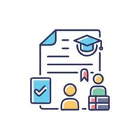 Educational attainment and graduation visualized with icons in flat style vector