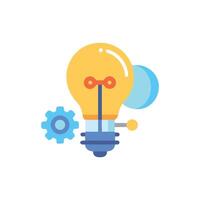 Flat Illustration of a Lightbulb Idea and Cogwheel Process vector