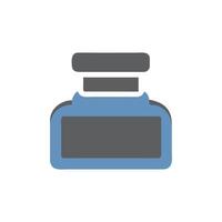 Illustration of an inkwell for writing in blue and gray vector