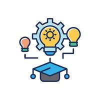 Education and idea concept with a graduation cap and lightbulbs vector