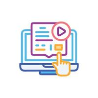Clicking Play Button on Computer Screen for Online vector